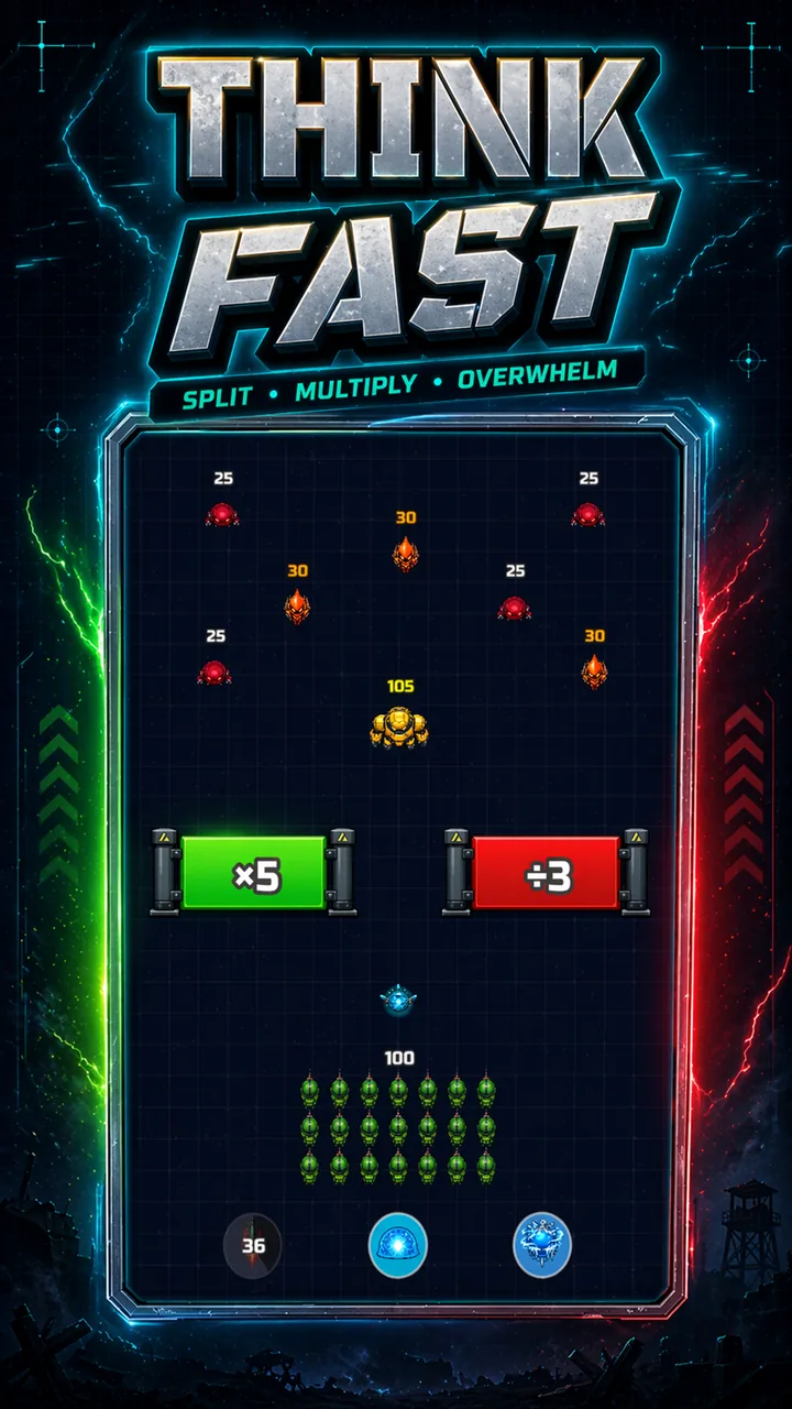 Gate choice screenshot from Gate Militia with multiplier and divider gates
